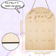 1 pieza Exhibidor de foto de hitos del primer año del bebé, placa conmemorativa del crecimiento de recién nacido mensual - Marco de fotos para colgar en la pared de madera, decoraciones para fiesta de baby shower, decoración de habitación, regalos para fiestas para niños, decoración de guardería (43*30cm/17*12in), incluye cinta y cuerda