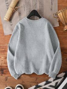 女士厚重超大码运动衫 - 复古布鲁克林图案套头无帽衫