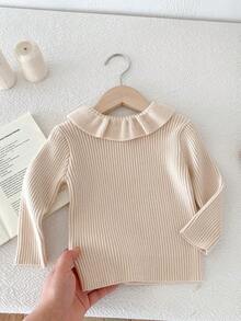 1pc Girls Toddler Kids Knit Sweater, Casual Stylish Comfort Long Sleeve Pullover, Suitable For Autumn/Winter