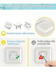 10pcs Socket Covers, Child Safety Plug Protective Cap, Baby Electrical Outlet Cover Protector - White - View 3