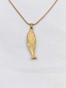 1 件波西米亚风格钛钢鲑鱼吊坠项链，百搭时尚，适合女性，夏季 - 鮭魚 - 查看 8