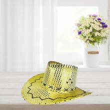 Sequin Cowgirl Hats For Women Men Glitter Party Western Hat Wide Brim Cowgirl Hat With Bright Color - Yellow - View 3