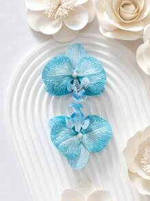 Set de 2 pinzas para el cabello con flores de orquídea y mariposas en 3D, accesorios de cabello encantadores y coloridos para niños