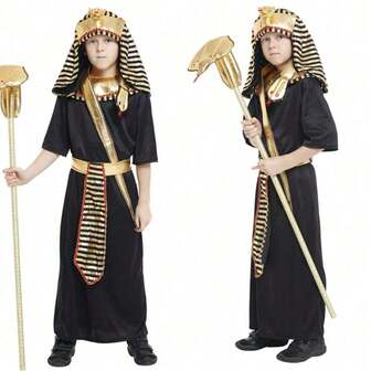 Boys Role-Playing Egyptian Pharaoh Suit, Children's Prince Costume, No Props Scepter