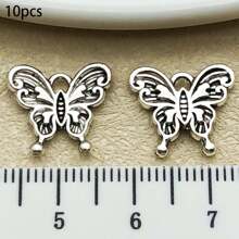 10/20 piezas surtidas de pendientes de aleación con diseño de mariposa antiguo plateado, adecuados para hacer collares, pendientes, llaveros y otros accesorios de joyería DIY