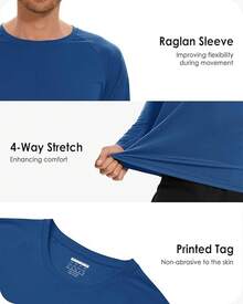 Boladeci Men's UPF 50 Sun Protection UV SPF Shirts Long Sleeve Lightweight Quick Dry Swim T-Shirts Rash Guard - Blue Grey - View 5