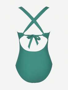 Women's Swimsuit Tummy Control Deep Double Straps Crisscross Back Tie Bathing Suit, 2025 Swimwear - màu xanh lá - Xem 6