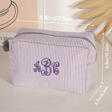 Bolsa de maquillaje bordada con letra personalizada, bolso de mano bordado personalizado, bolsa de maquillaje bordada personalizada, bolsa de maquillaje de gasa de burbujas, regalo para dama de honor, regalo para despedida de soltera, bolsa de almacenamiento de cosméticos, regalo para despedida de soltera, bolsa de aseo y cuidado cosmético para mujeres - Multicolor - Ver 8