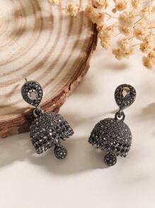 1 Pair Fashion Cubic Zirconia Studded Elegant Drop Earrings, Vintage Jhumki Suitable For Women Daily, Festival, Wedding And Party Wear