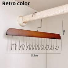 1pc Sturdy Wooden Inner Wardrobe Hanger, Wooden Hanger With 8 Hooks, Foldable To Save Space, Wooden Clothing Storage Box, Suitable For Storing Bras, Ties, Vests, Strapless Bras And Scarves