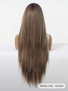13x4 High Definition Transparent Lace Front Wig - 30 Inch Synthetic Heat Resistant Fiber Long Straight Brown Hair Wig, Comfortable & Breathable - Suitable For Daily Wear, Parties, Creating Elegant Feminine Looks (Due To Differences In Individual Display Devices And Variations Between Natural And Indoor Lighting, There Might Be A Slight Color Variation Between The Picture And The Physical Item.) - Brown Ombre - View 9