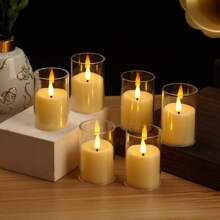 6pcs Set, Flameless Candle Lights With Remote Control & Timer - Premium Gray Electronic Candles, Battery Operated (Batteries Included), Ideal For Romantic Nights, Valentine's Day, Weddings, Eid, Ramadan, Easter - Warm Home Decor, Unbreakable Acrylic Candles, Suitable For Home, Bedroom, Weddings, Proposals, Christmas, Halloween, Company Dinners/Parties