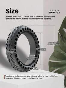 GLDYTIMES 8.5 英寸滑板车轮胎，50/75-6.1 实心轮胎适用于 Hover 1 Journey Jive Pioneer Gotrax GXL V2 XR AOVOPRO ES80 Razor C25 IScooter I9s，8 1/2 蜂窝滑板车前后替换轮 - 黑色 - 查看 2