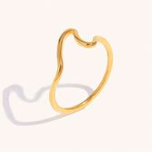 Minimalist Classic Wave Ring, Fashionable Versatile 18K Gold Plated Stainless Steel Band