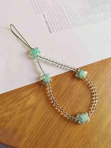 قلادة/حزام هاتف أكريليك ملون ذو رباعي أوراق البرسيم الحبات، متعدد الاستخدامات