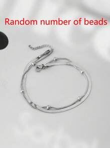 Nooxian 1pc Women's Anklet, Beach Vacation Waterproof Stainless Steel Snake Bone Chain Anklet, Versatile Daily Wear, Gift (Random Bead Quantity)