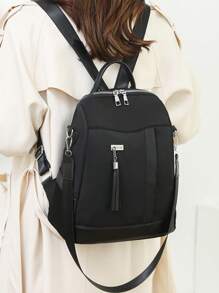Fashionable Tassel Pendant Large Capacity Multi-Pocket Versatile Casual Travel Backpack For Women, Handheld