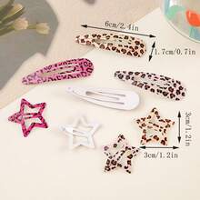 16个女士个性化水滴形发夹，彩色豹纹和斑马纹发卡，可爱星星发夹，发夹，发卡，发爪，发饰，头部饰品 - 彩色 - 查看 5