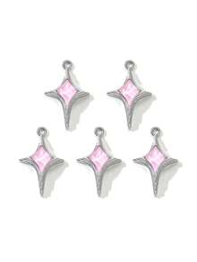 10/20pcs Random Pink Y2K Series Butterfly, Sun And Moon Enamel Pendant For DIY Necklace, Bracelet And Jewelry Making - Pink - View 6