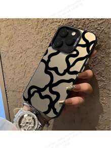Black Line Pattern Design Phone Case Compatible With IPhone 16, 15, 14, 13, 12, 11 Pro Max, X, XR, XS Max, 8, 7 Plus, Shock-Absorbing Matte Back Cover Suitable For Series