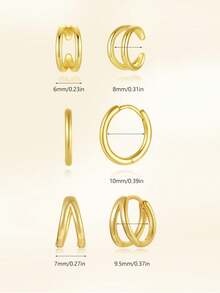 Bộ 3 bông tai hình chữ X hai lớp bằng bạc sterling 925, món quà trang sức thanh lịch dành cho phụ nữ. - Hình chữ X hai lớp - Xem 3