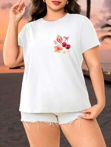 Custom Plus Size Women's T-Shirts With Photo Prints On Front And Back, Personalized White Short-Sleeved Shirts Summer - White - View 4