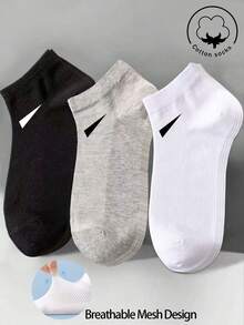 20/10/5/3/1 Pairs Men's Cotton Socks, Short Socks, Invisible Socks, Double-Line Anti-Slip Design, White, Black, Low-Cut, Ankle Socks, Moisture-Wicking, Soft & Breathable, Suitable For Business, Casual, Home, Sports, College Style, All Seasons, Random Color Delivery - Multicolor - View 3