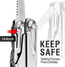 MIAOKE Multiherramienta 23 en 1 con caja de regalo premium, destornilladores, sierra, abridor de botellas, alicates, cuchillo de camping, el mejor regalo para novio, papá, marido, (azul golfo) - plateado - Ver 4