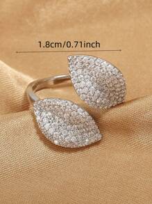 1pc Cubic Zirconia Leaf Rings For Women, Casual Index Finger Accessories For Women, Exaggerated Decor,Elegant Statement Piece For Female, Perfect For Party, Birthday, Anniversary Gift