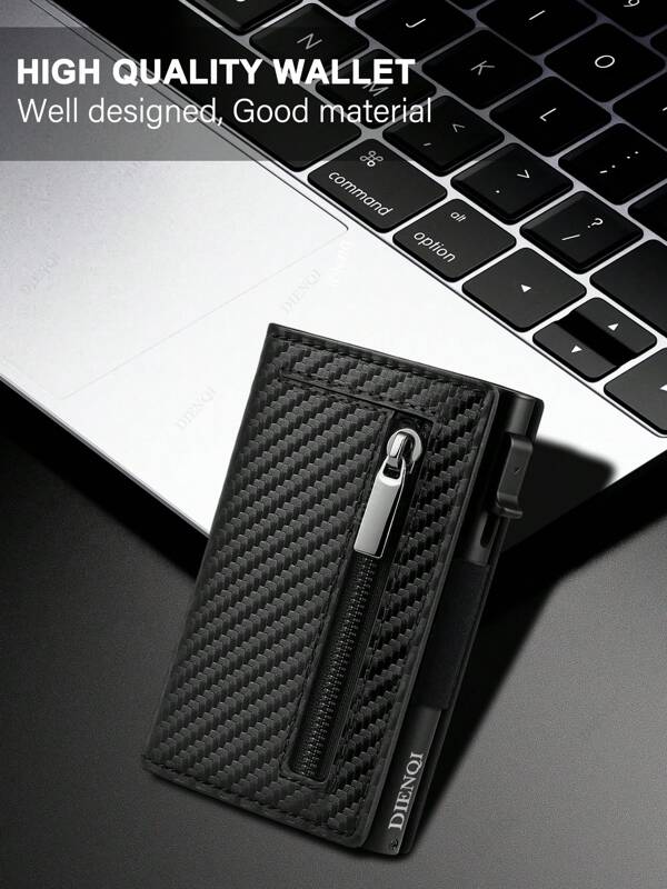 Carbon Fiber Rfid Credit Card Holder Men Wallet Money Bag Luxury Brand Minimalistic Slim Thin Wallet Black Clutch Purse Male, Gifts For Boyfriend Father Husband For Men Travel Business Gift Business Casua