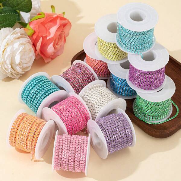 1 لفة من سلسلة من الراين فائقة السطوع 3 مم، سلسلة صنع المجوهرات، سلسلة ديكور DIY، سلسلة خياطة يدوية، سلسلة لتزيين فستان الزفاف