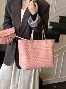 SHIMEINI 2 piezas Nuevo estilo europeo y americano 2025 Bolso de mano de patchwork, Bolso de viaje de gran capacidad, Bolso de compras, Adecuado para uso diario de mujeres, Mochila escolar, Viaje de vacaciones, Festival, Regalo de cita