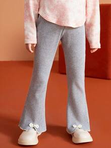 ASK JUNIOR Young Girls Floral Decor Casual Knit Pants, Spring New Arrival Baby Sweatpants