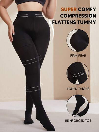 1双女士黑色15-20mmHg压力连裤袜，舒适透气