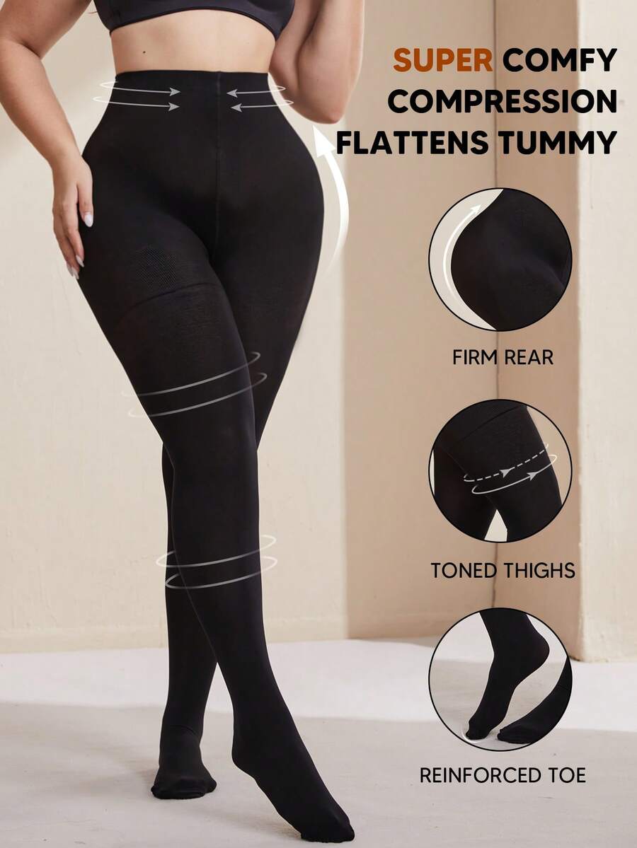 1双女士黑色15-20mmHg压力连裤袜，舒适透气