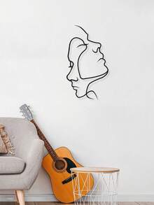 1 Peça Arte de Parede Linha Facial Abstrata, Desenho de Linha Reta Arte de Parede de Metal, Arte de Parede de Metal Moderna Bonita Farmhouse Preta para Pendurar em Qualquer Parede da Sala de Decoração, 2 Tamanhos Disponíveis
