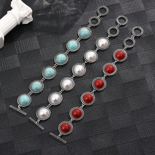 1pc Women's Bohemian Style Turquoise Bead Bracelet