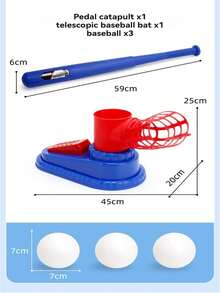 Kids Fun Baseball Launcher Toy Set, Retractable Baseball Bat, Foot-Operated Semi-Automatic Baseball Launcher, Interactive Indoor/Outdoor Baseball Training Equipment, Birthday Gift For Boys And Girls 3+ Years Old - 彩色 - 查看 9