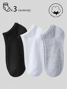 20/10/5/3/1 Pairs Men's Cotton Socks, Short Socks, Invisible Socks, Double-Line Anti-Slip Design, White/Black, Low-Cut Socks, Ankle Socks, Moisture-Wicking, Soft & Breathable, Suitable For Business, Casual, Home, Sports, College Style, All Seasons, Random Color Delivery