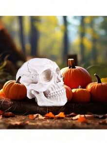 1pc Life-Size Resin Skeleton Decoration, Halloween Table Decor, Wedding Decor, Birthday Party Decoration, Realistic Adult Skull Model, Gothic Halloween Room Decor, Smiling Face - Multicolor - View 7