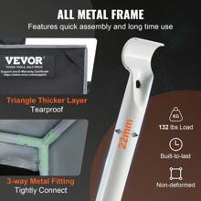 KOMHTOM Growzelt, hochreflektierendes 2000D Mylar-Gewächszelt für Hydrokulturen mit Sichtfenster, Werkzeugtasche und Bodenwanne, Indoor-Growzelt für Hydrokultur und Indoor-Pflanzenzucht, 122 x 61 x 183 cm, Schwarz