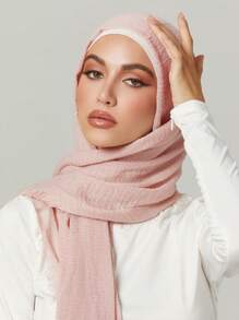 1 pieza Bufanda arrugada con flecos sencilla para mujeres, chal elegante y transpirable adecuado para uso diario