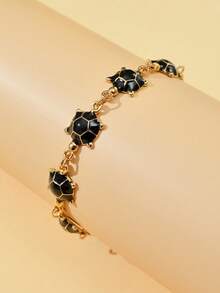 1 件时尚海洋风格海龟珐琅可调节绳手链，适合情人节、朋友、家庭聚会、礼物、女士日常佩戴