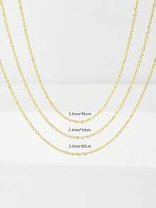 1 件新款韩式双编织铜链项链，长度 45 厘米-60 厘米，男女通用，简约，适合各种场合和日常佩戴的吊坠项链 - 金黃色 - 查看 1