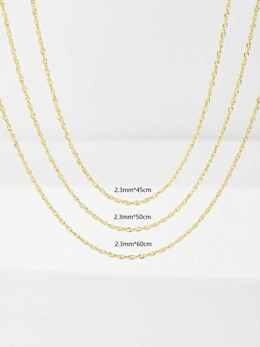 1 件新款韩式双编织铜链项链，长度 45 厘米-60 厘米，男女通用，简约，适合各种场合和日常佩戴的吊坠项链 - 金黃色 - 查看 1