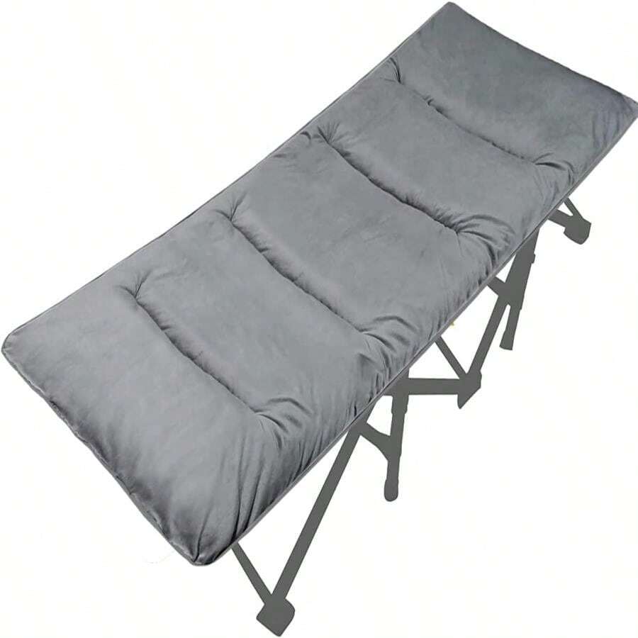 LITA XL Cot Pads For Camping, Soft Comfortable Cotton Thick Sleeping Cot Mattress Pad 72"X26", Grey And Navy Blue (Only Pad) - Gray - View 1
