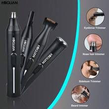 Kit profesional de aseo 4-en-1, recargable por USB, cortadora de vello de nariz y orejas, afeitadora de barba y cejas, herramientas de cuidado personal para hombres, capacidad de batería de 500mAh