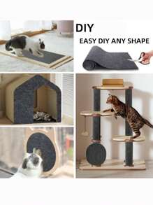 78.7"X15.8" Cat Scratch Mat, Trimmable Self-Adhesive Carpet, DIY Climb Cat Scratcher For Furniture Couch Or Wall Protector, Covering Cat Scratching Post Replacement Pads