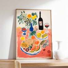 1 pièce Affiche d'art de cuisine vintage pour la décoration de table de dîner, peinture sur canevas, cadeau pour le chef, sans cadre