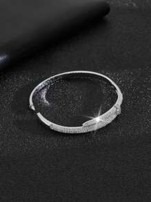 1pc Women's Minimalist Elegant Cubic Zirconia Bangle Bracelet, Suitable For Everyday Wear